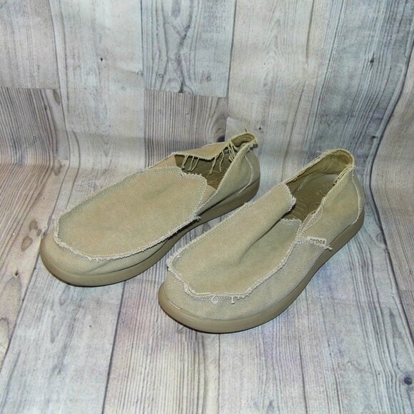 CROCS Santa Cruz Khaki Canvas Loafers Mens Size 13 - Picture 3 of 7